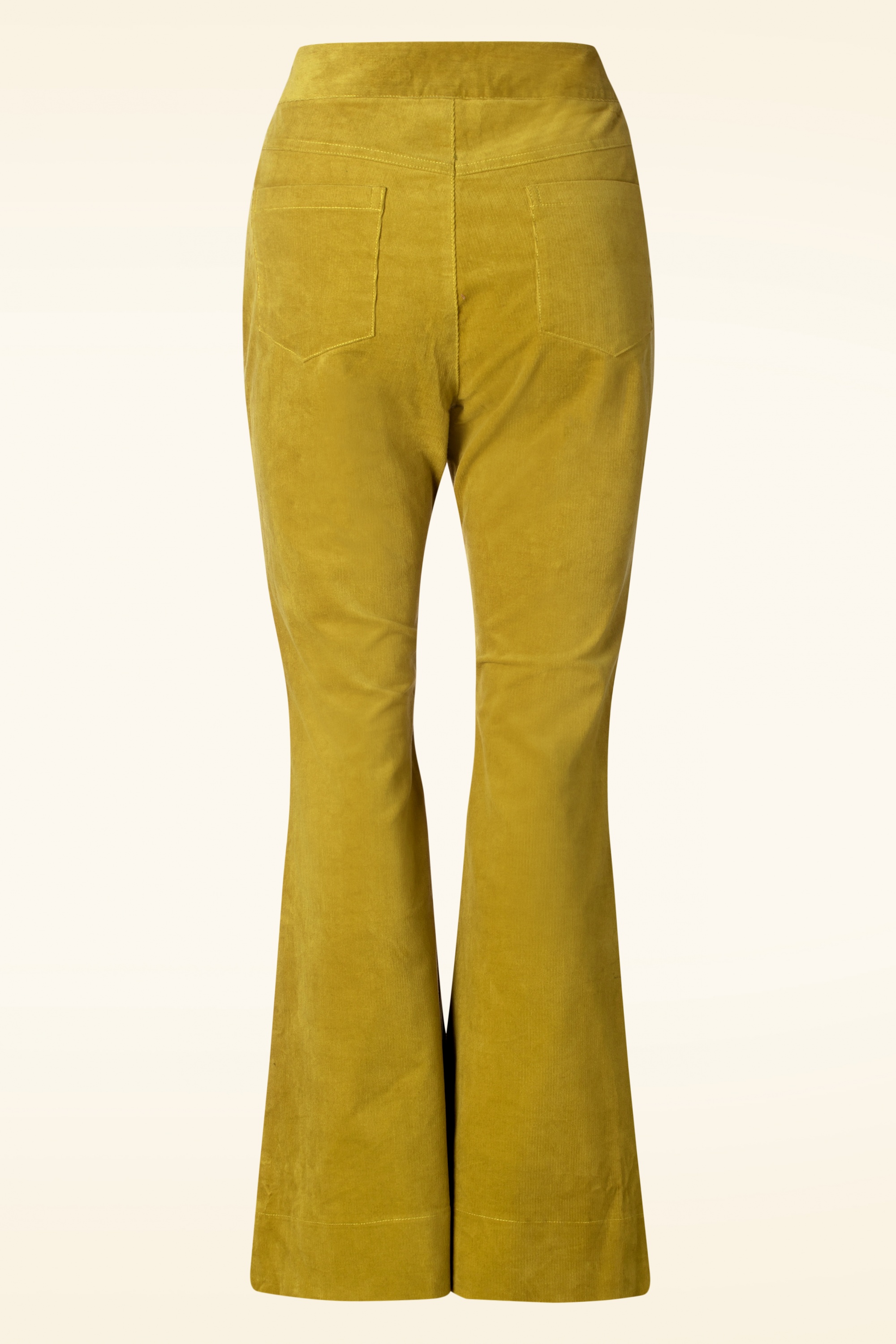 Vixen - Corduroy flare broek in mosterd 2