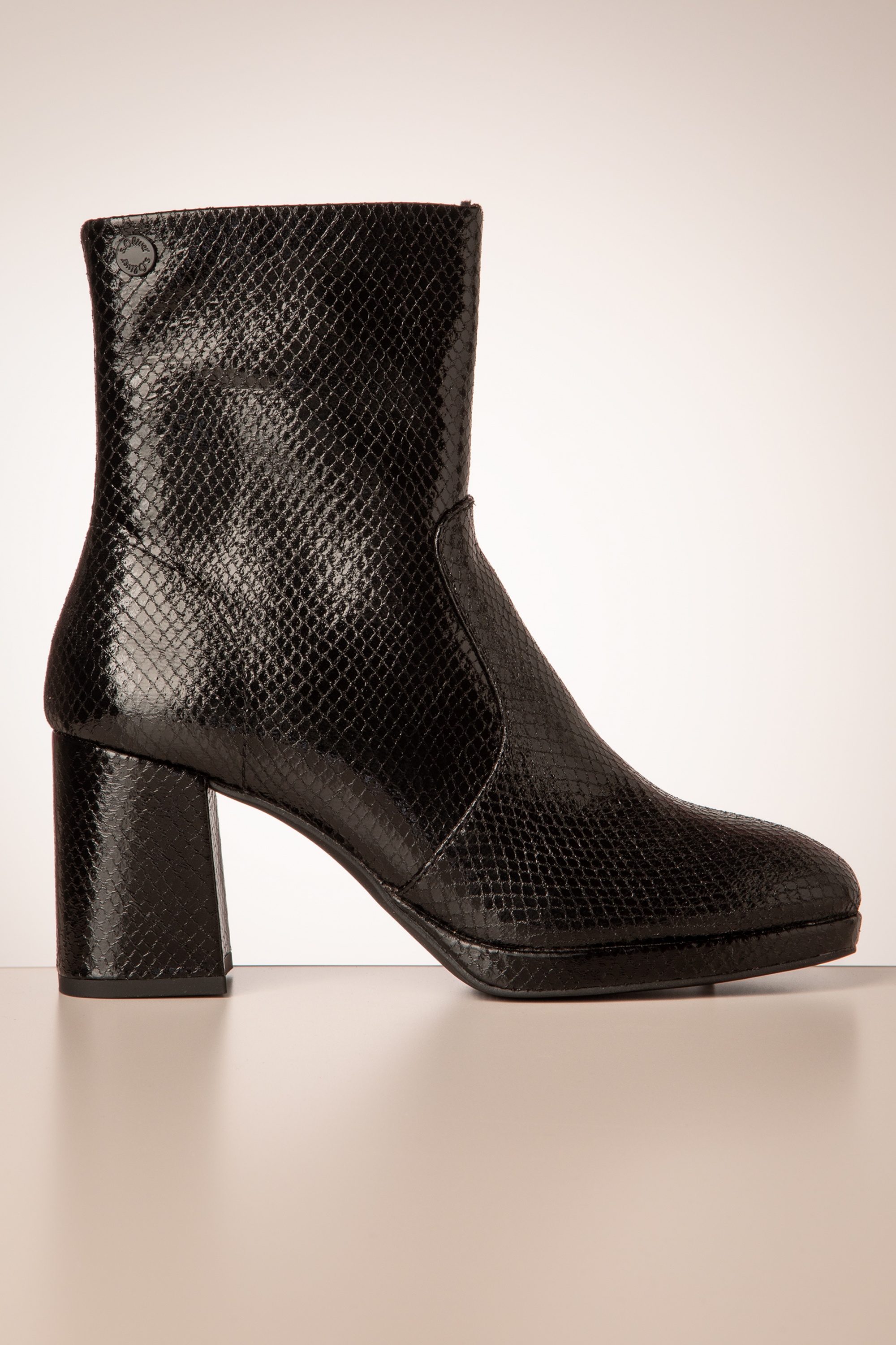 s.Oliver - Tory Block Hak Booties in Zwart Metallic