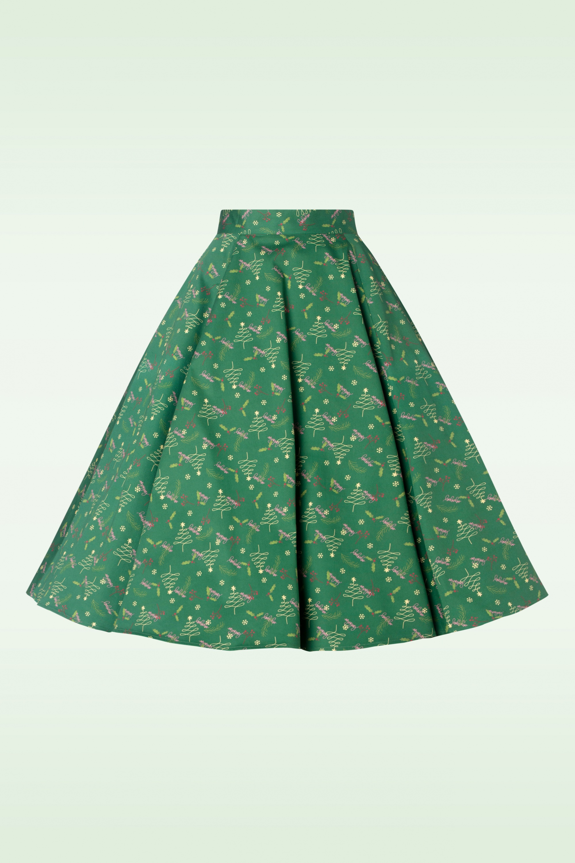 Topvintage Boutique Collection - Exclusief bij Topvintage ~ Adriana Xmas Swing Rok in Donker Groen 4