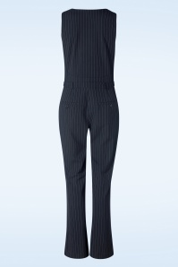 K-Design - Pixie Pin Stripe Jumpsuit in Marineblauw 2