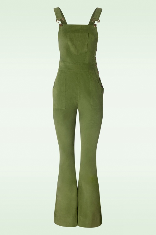 Vixen - Cora Corduroy overall jumpsuit in olijfgroen