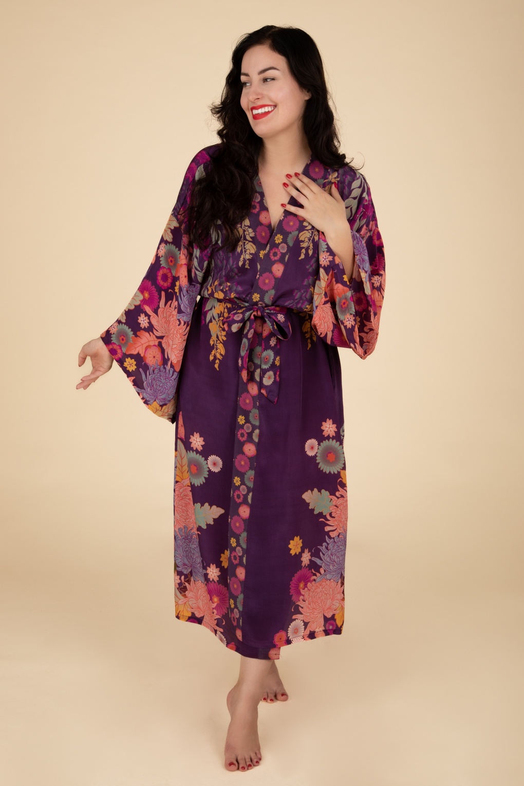 【ウラヤス】 CuLLt KIMONO LONG GOWN 249106-Powder-48281-Kimono-