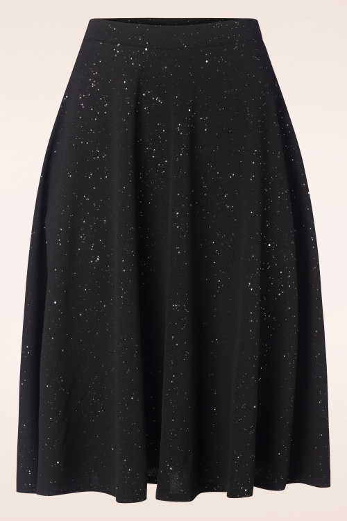 Vintage Chic for Topvintage - Glory glitter pencil rok in zwart