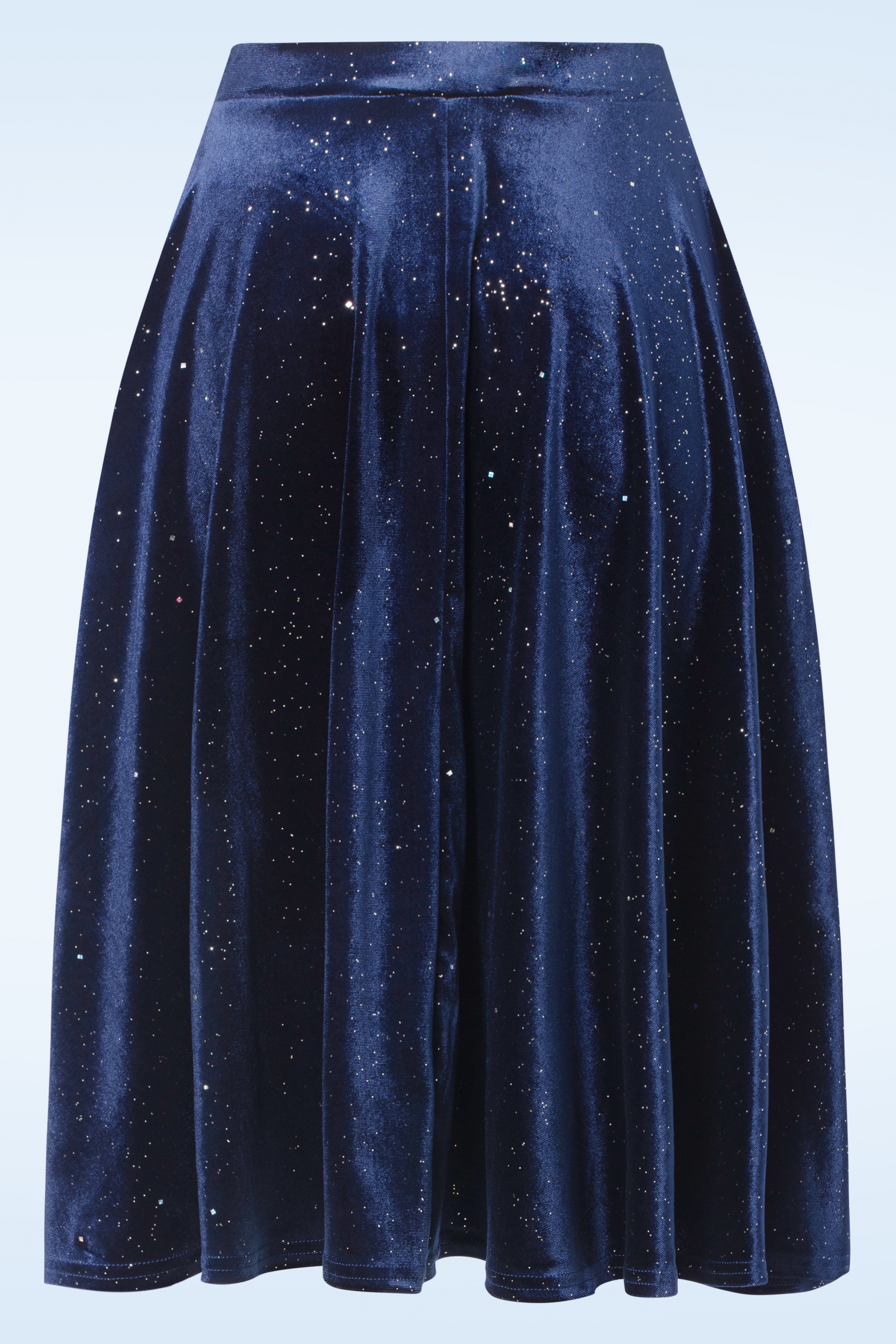 Vintage Chic for Topvintage - Sheila Velvet Glitter swing rok is marineblauw 2