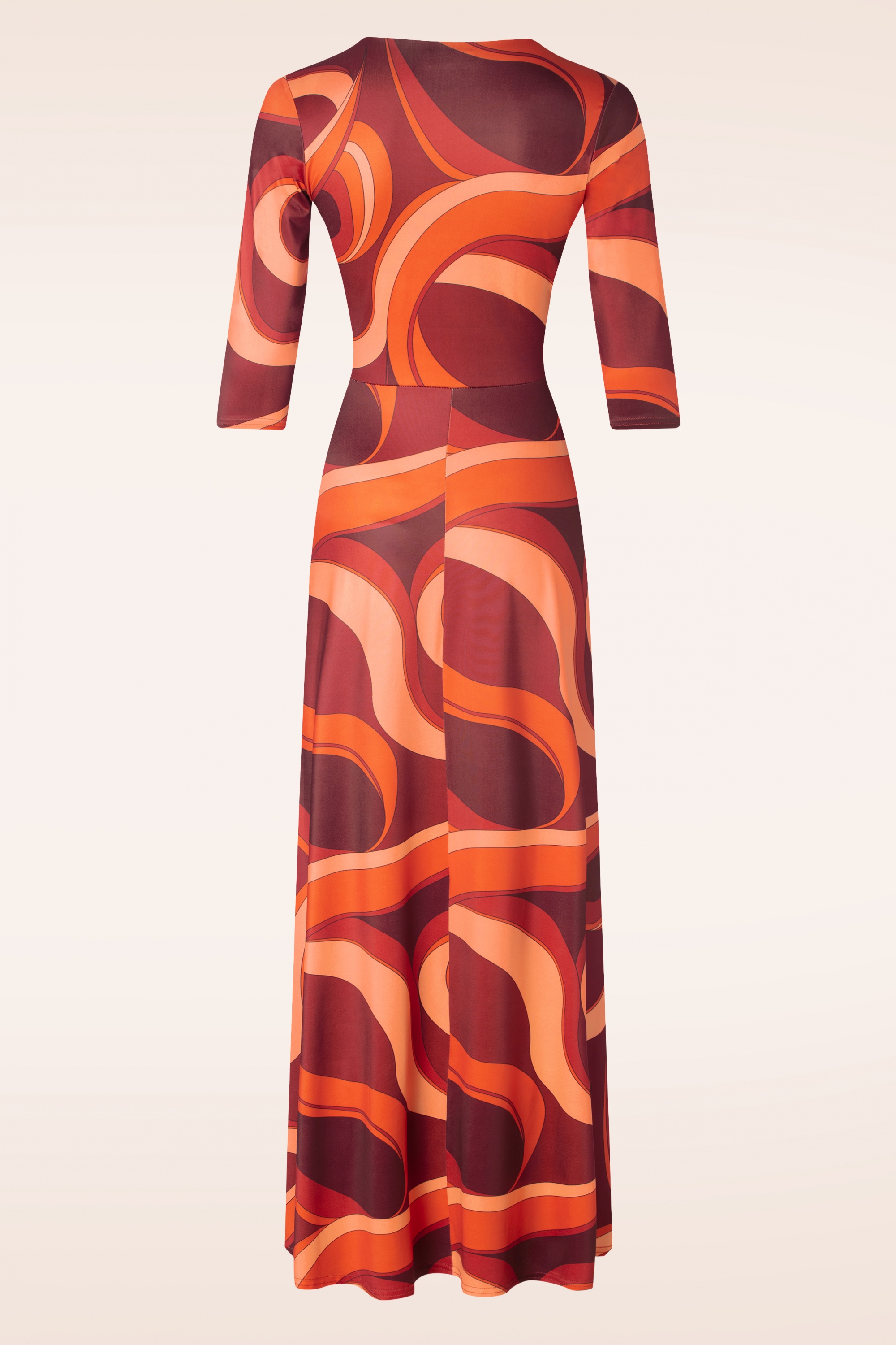 Vintage Chic for Topvintage - Savannah maxi jurk in abstract oranje 2