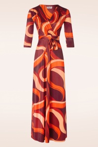 Vintage Chic for Topvintage - Savannah maxi jurk in abstract oranje