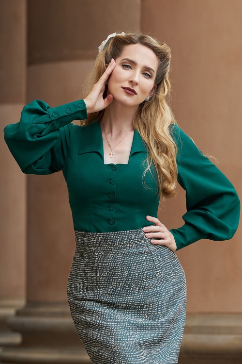 Miss Candyfloss - Arien Gia blouse in emerald