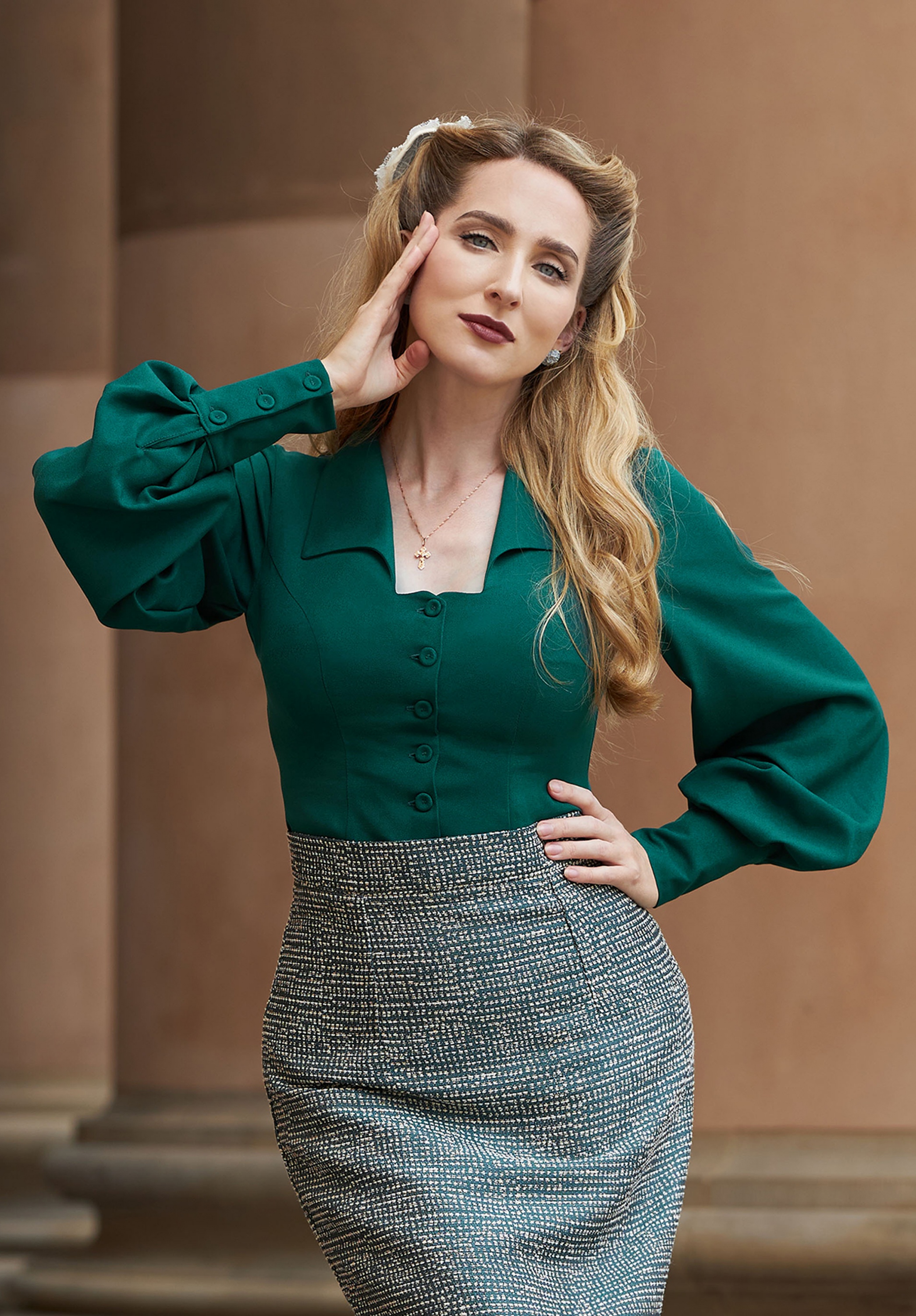 Miss Candyfloss - Arien Gia blouse in emerald