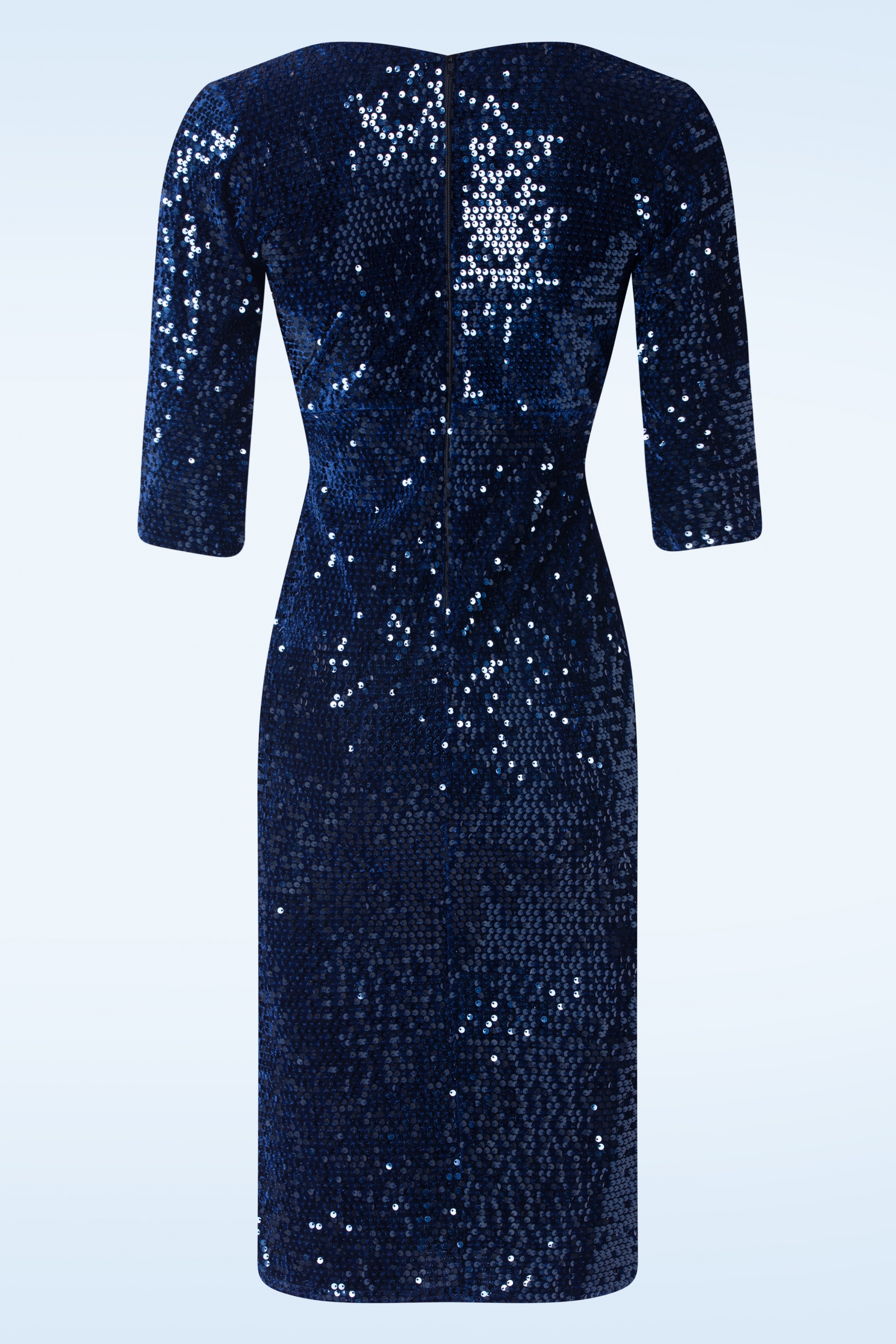 Vintage Chic for Topvintage - Saskia Sequin pencil jurk in navy blauw 2