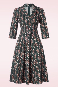 Collectif Clothing - Penelope Wallflower swing jurk in groen