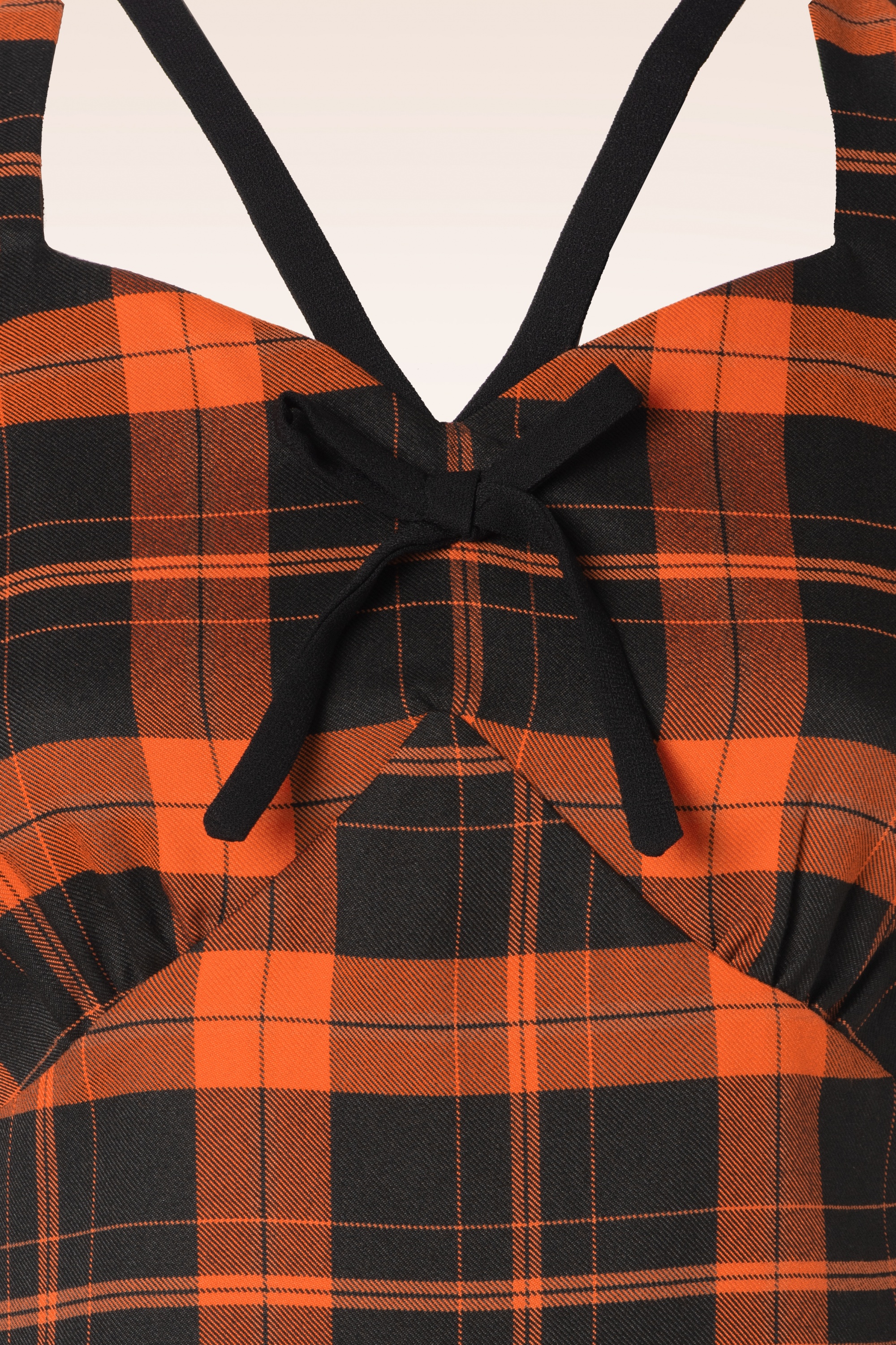 Collectif Clothing - Anja Pumpkin Check Flared jurk in zwart en oranje 3