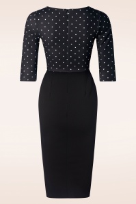 Vintage Chic for Topvintage - Felicity Polkadot pencil jurk in zwart 2