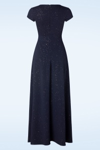 Vintage Chic for Topvintage - Genna Glitter maxi jurk in marineblauw 2