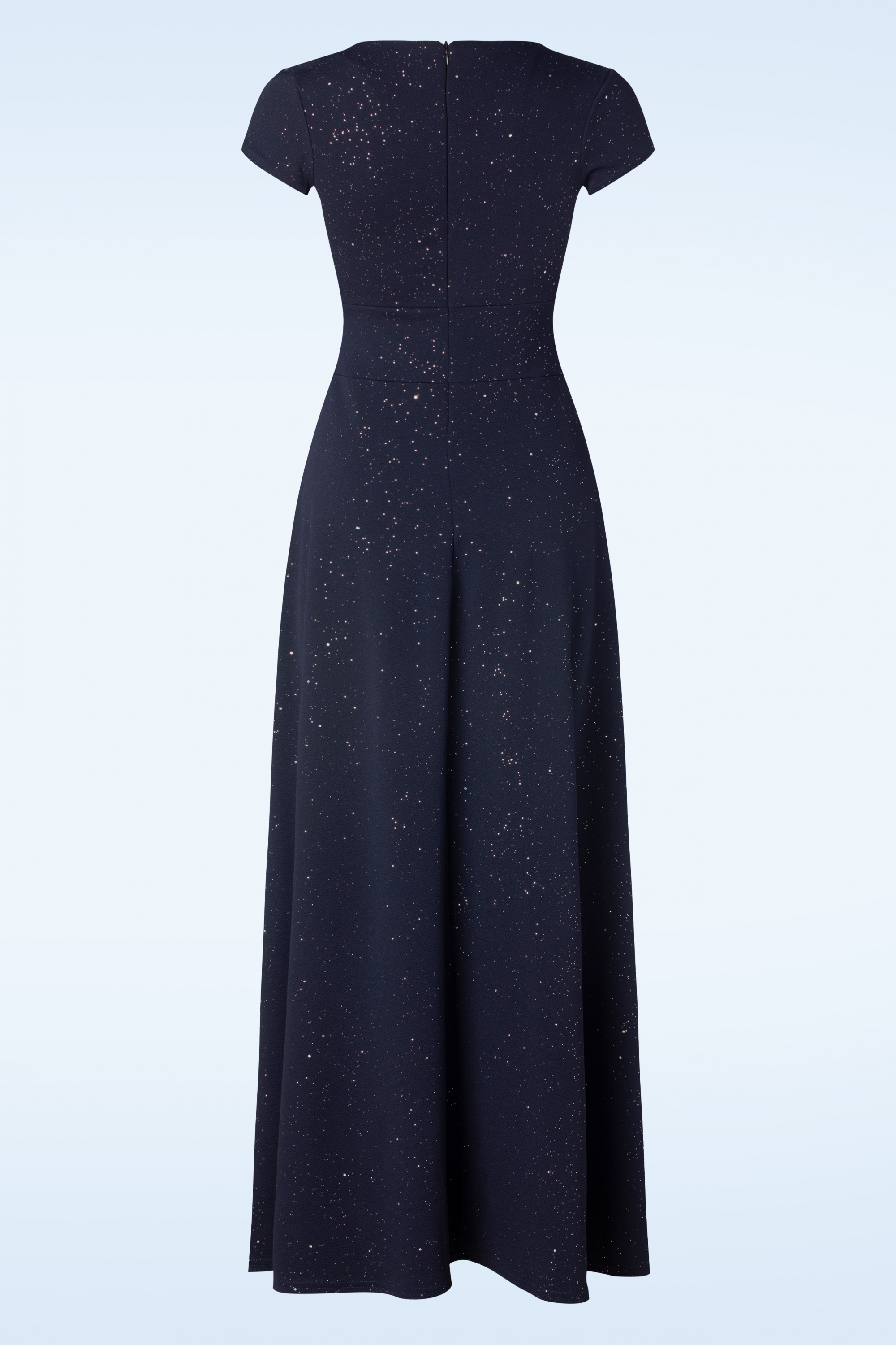 Vintage Chic for Topvintage - Genna Glitter maxi jurk in marineblauw 2