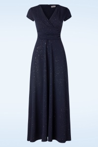 Vintage Chic for Topvintage - Genna Glitter maxi jurk in marineblauw