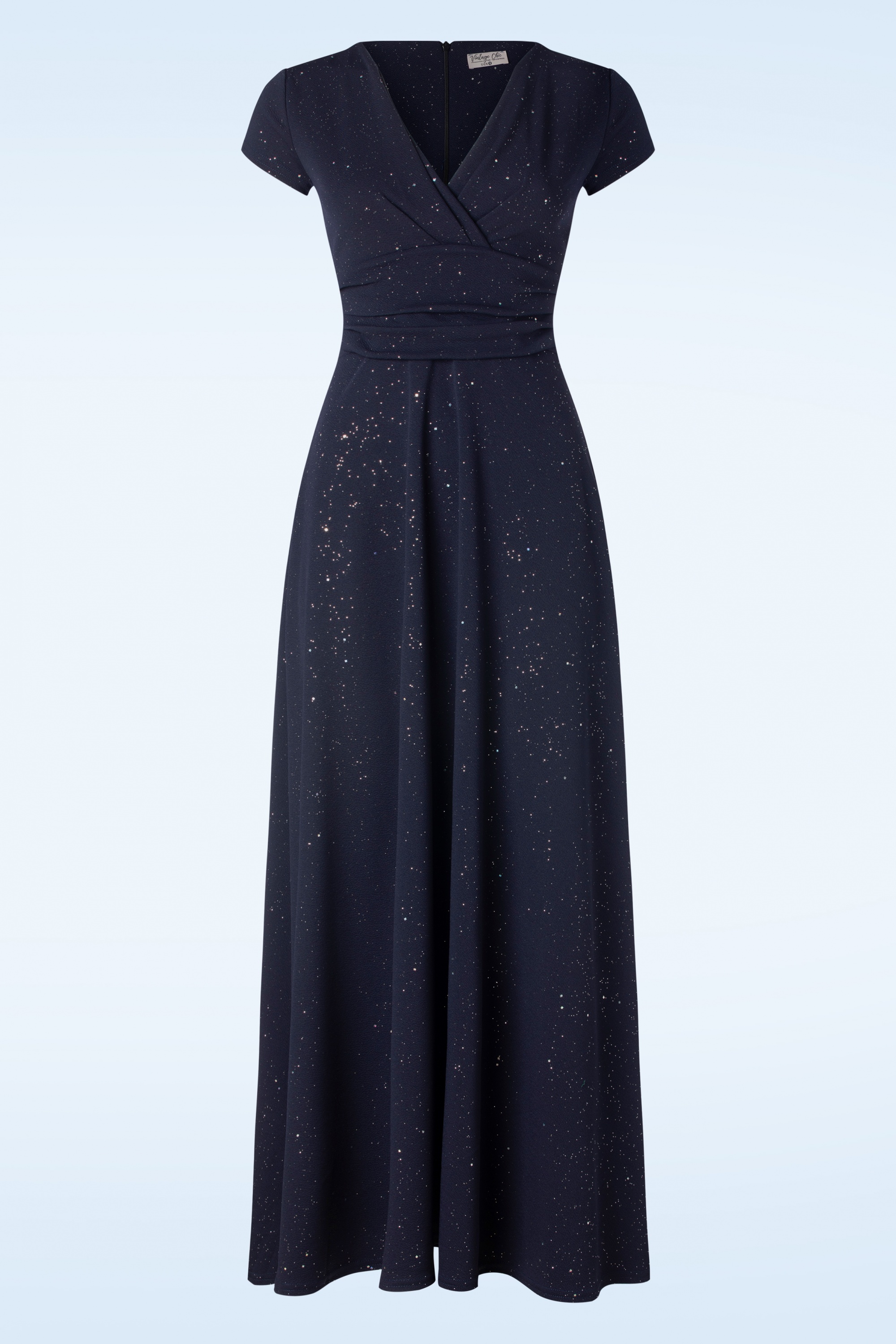 Vintage Chic for Topvintage Genna Glitter Maxi Dress in Navy Shop at Topvintage