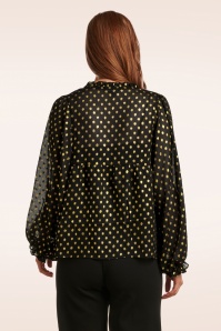 Smashed Lemon - Ylenia Polkadot blouse in zwart en goud 2