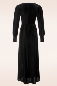 Vintage Chic for Topvintage - Laila Maxi Velvet rib jurk in zwart 2