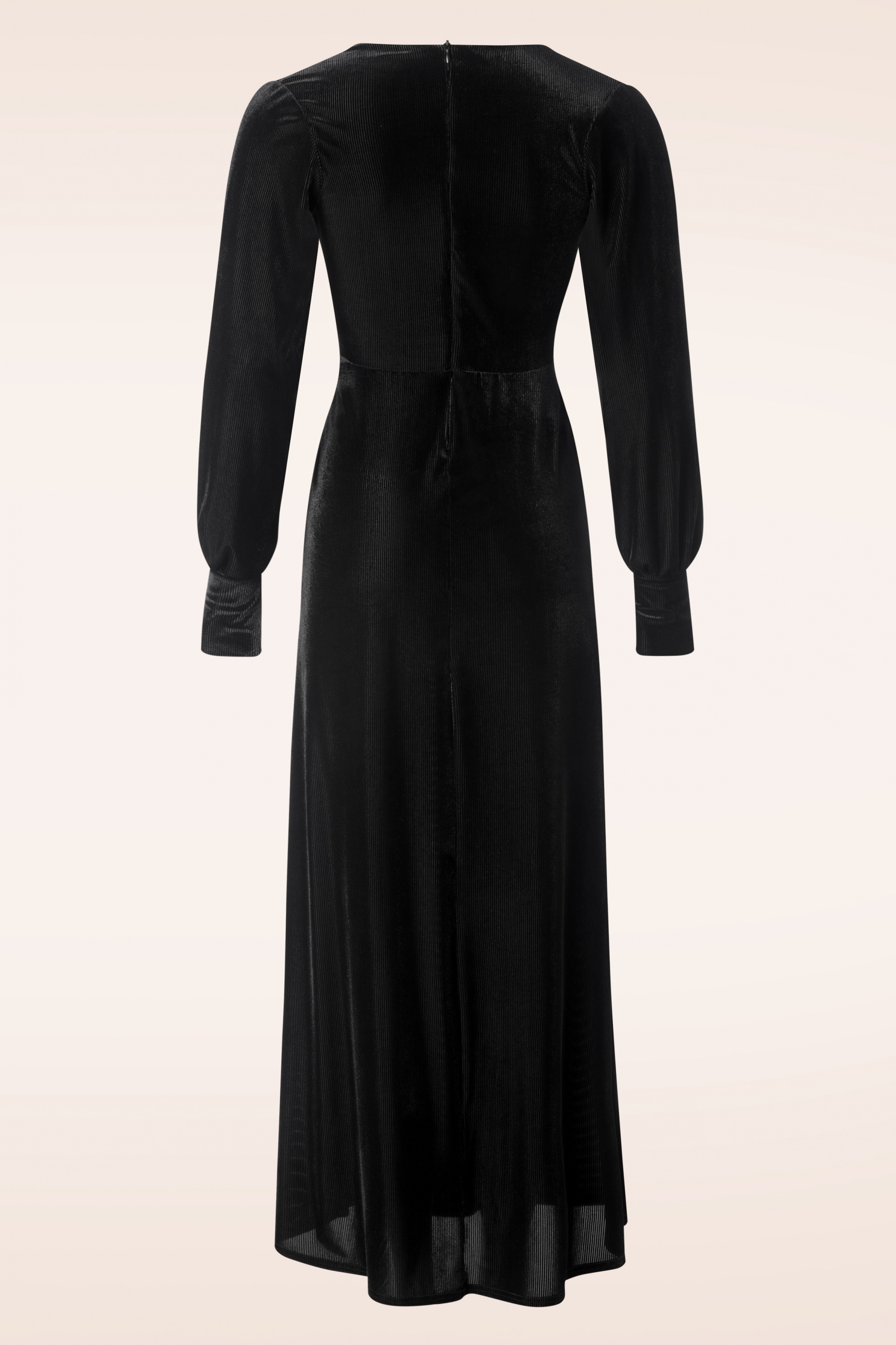 Vintage Chic for Topvintage - Laila Maxi Velvet rib jurk in zwart 2