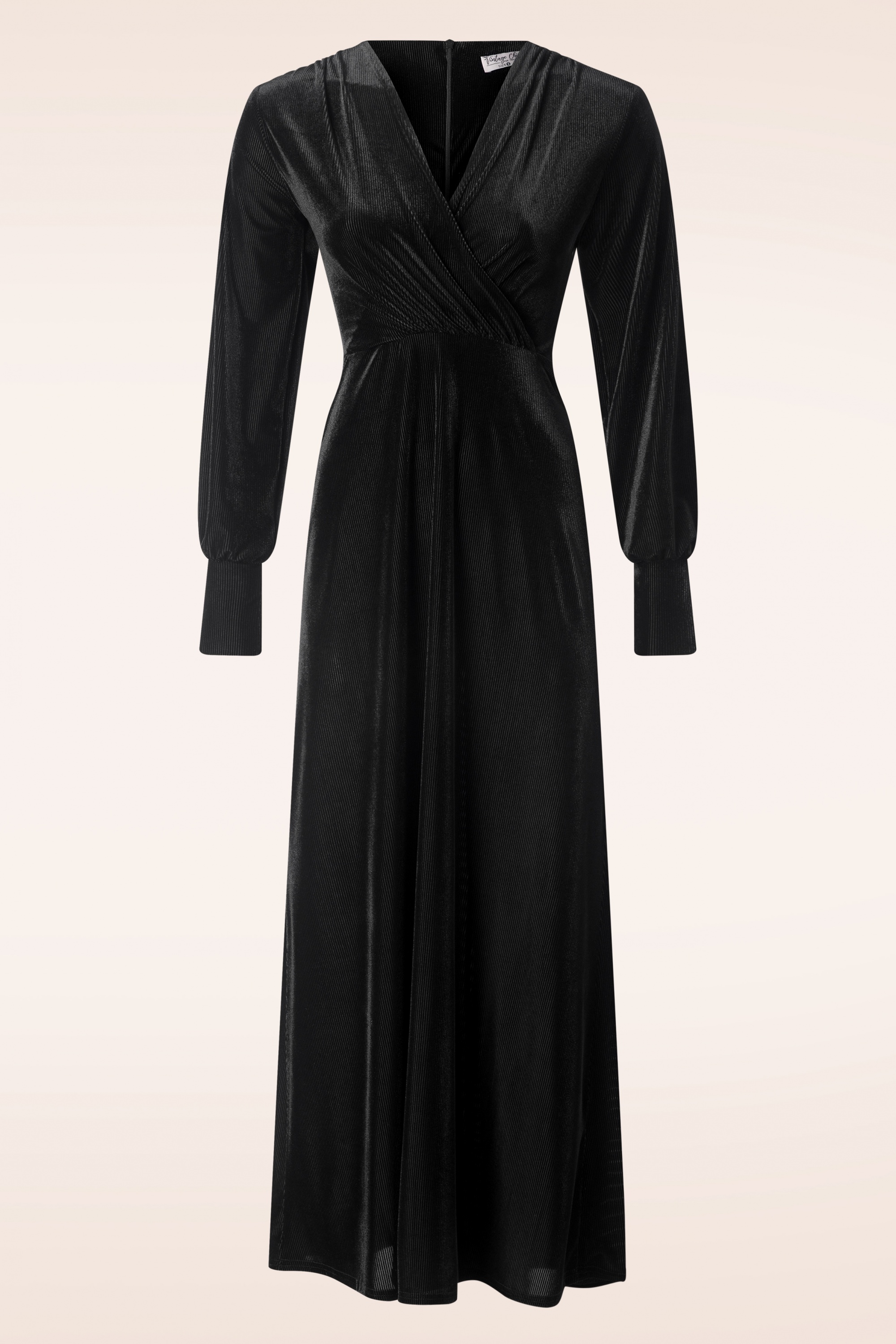 Vintage Chic for Topvintage - Laila Maxi Velvet rib jurk in zwart