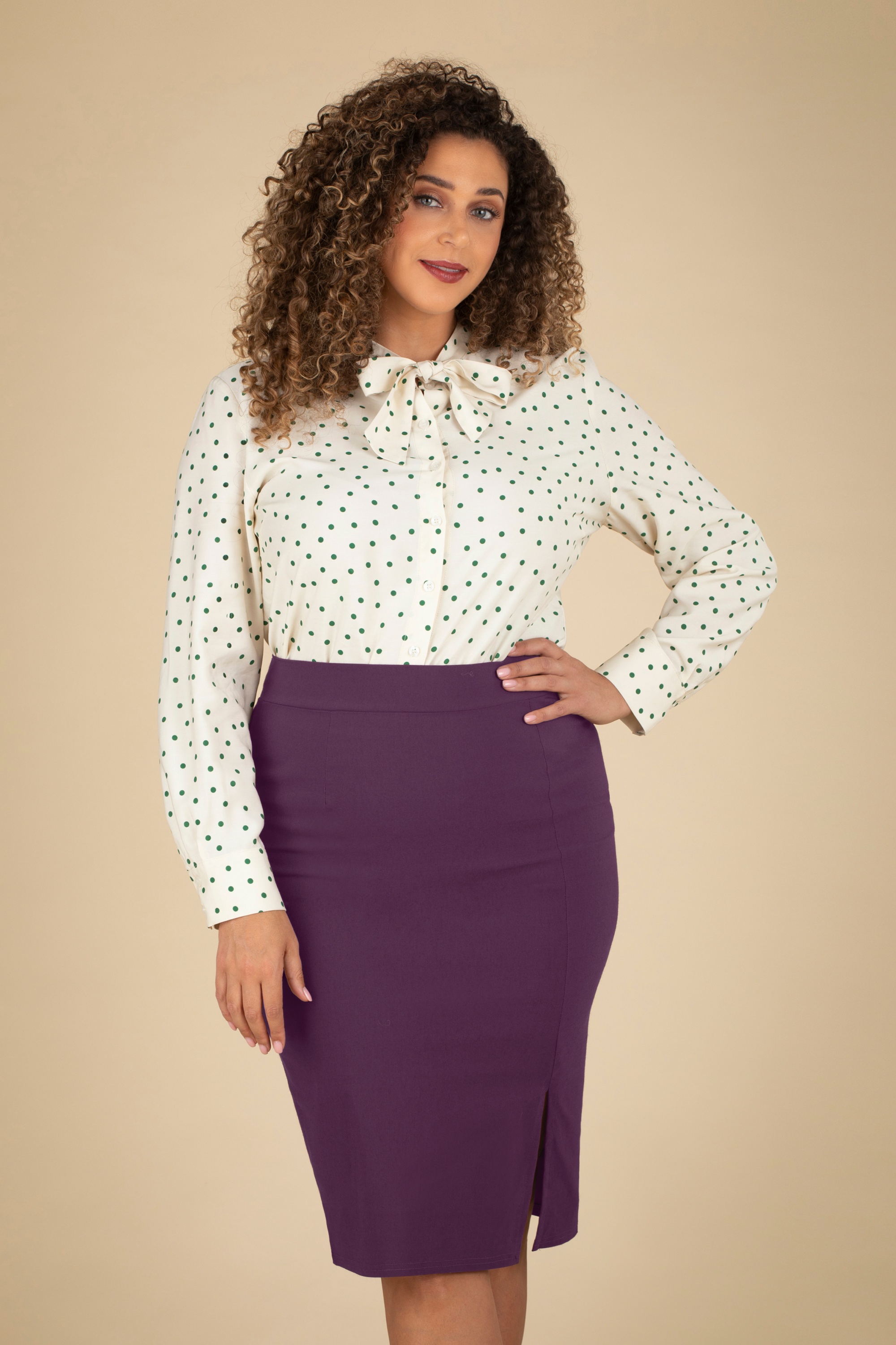 Vintage Chic for Topvintage - Eleonora pencil rok in aubergine