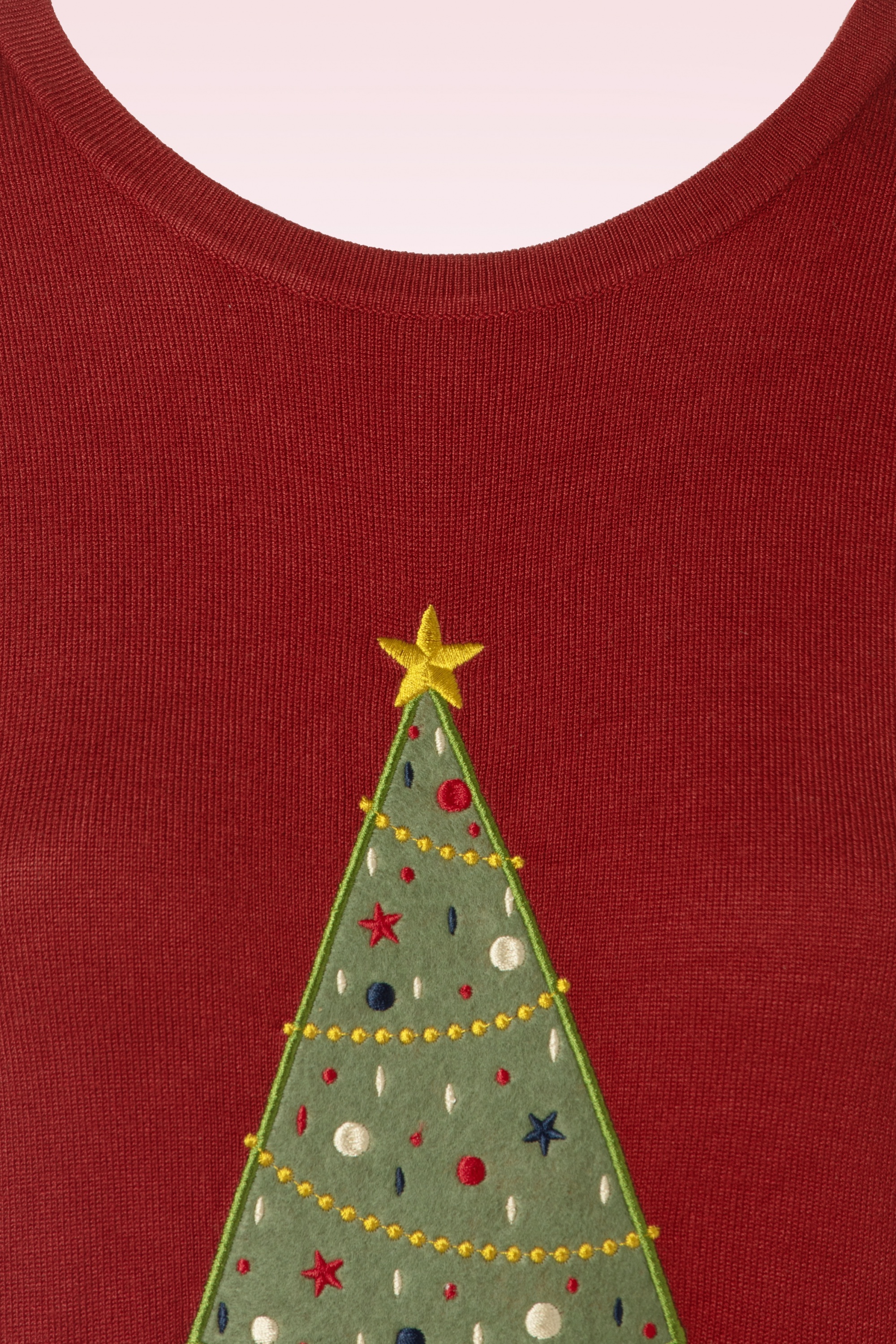 Banned Retro - Scandi tree holiday cheer trui in rood 3