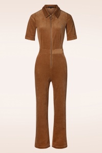 King Louie - Garbo corduroy flare jumpsuit in Bombay bruin