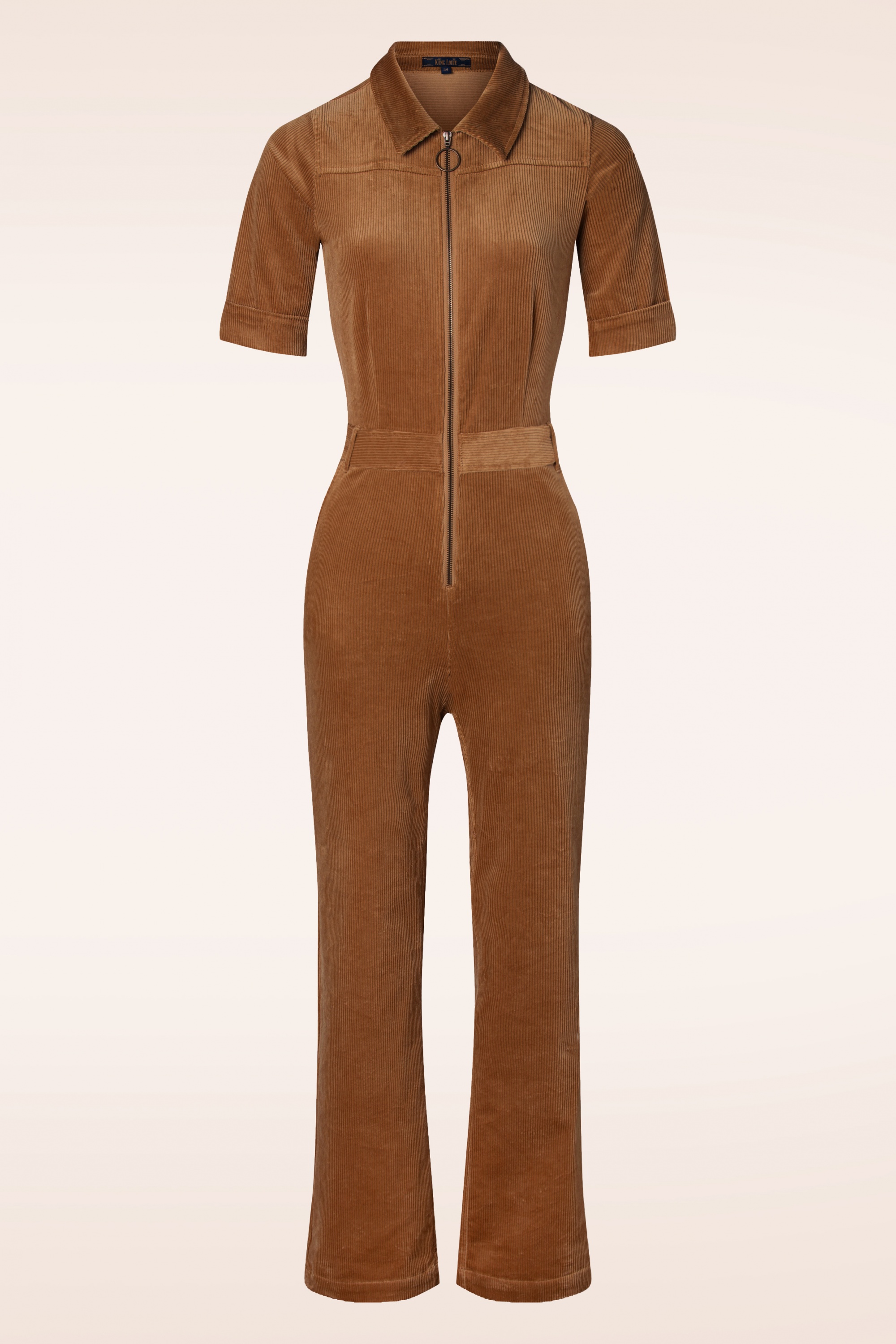 King Louie - Garbo corduroy flare jumpsuit in Bombay bruin