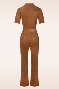 King Louie - Garbo corduroy flare jumpsuit in Bombay bruin 3