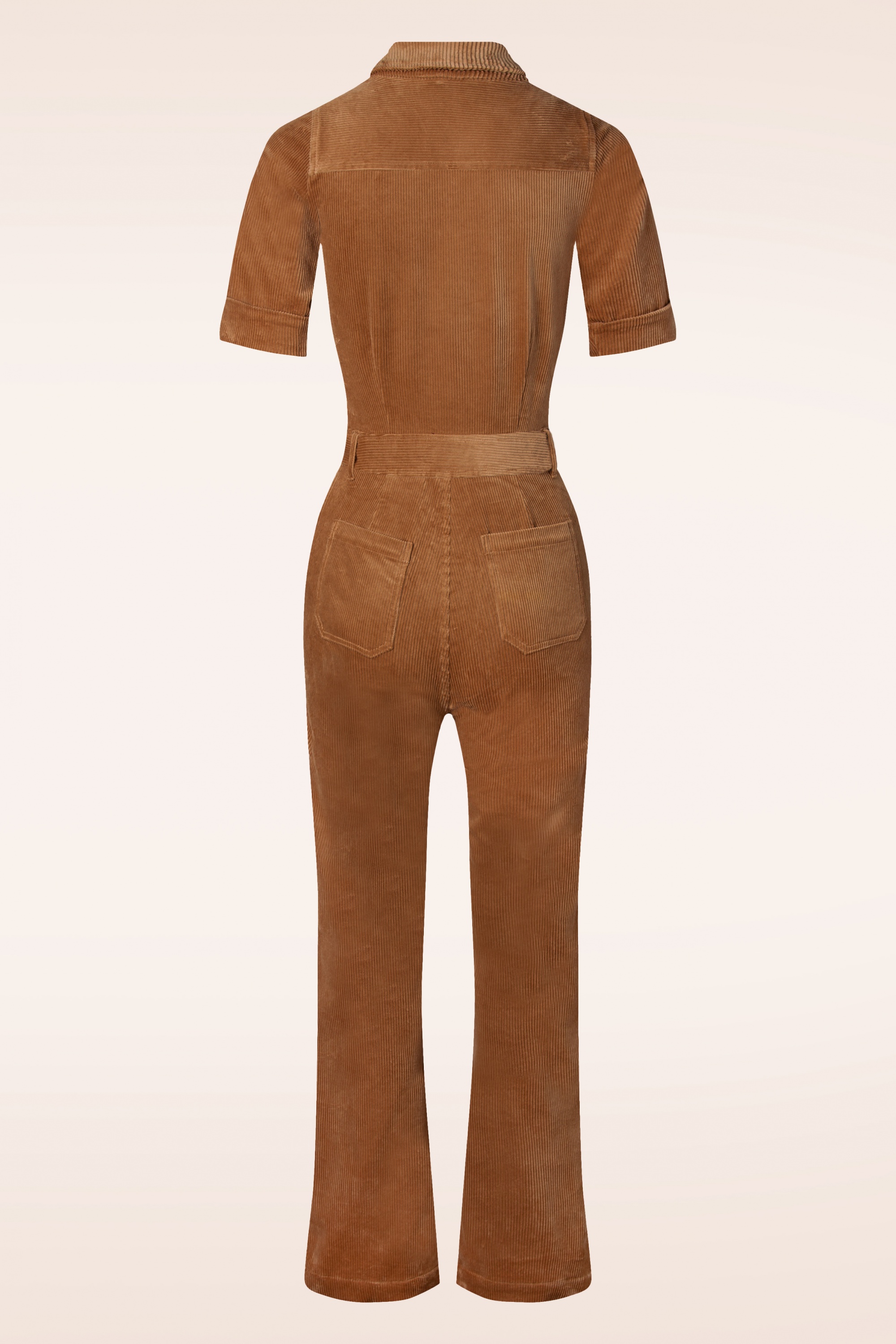 King Louie - Garbo corduroy flare jumpsuit in Bombay bruin 3