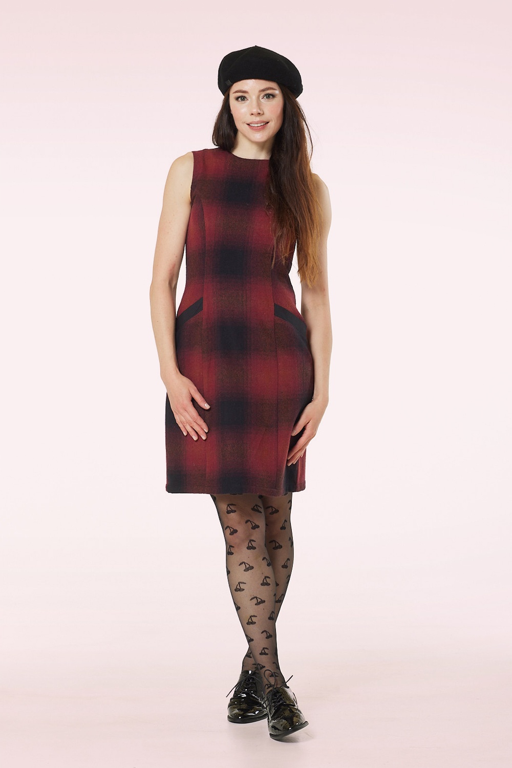 Timeless - Teddy Wool Check Jurk in Rood