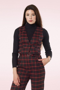 Timeless - Marley Check gilet in zwart en oranje