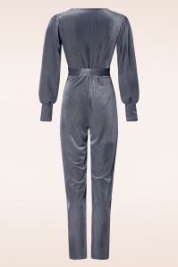 Vintage Chic for Topvintage - Melina Velvet rib jumpsuit in grijs 2