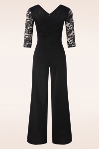 Vintage Chic for Topvintage - Maribelle kanten jumpsuit in zwart 3