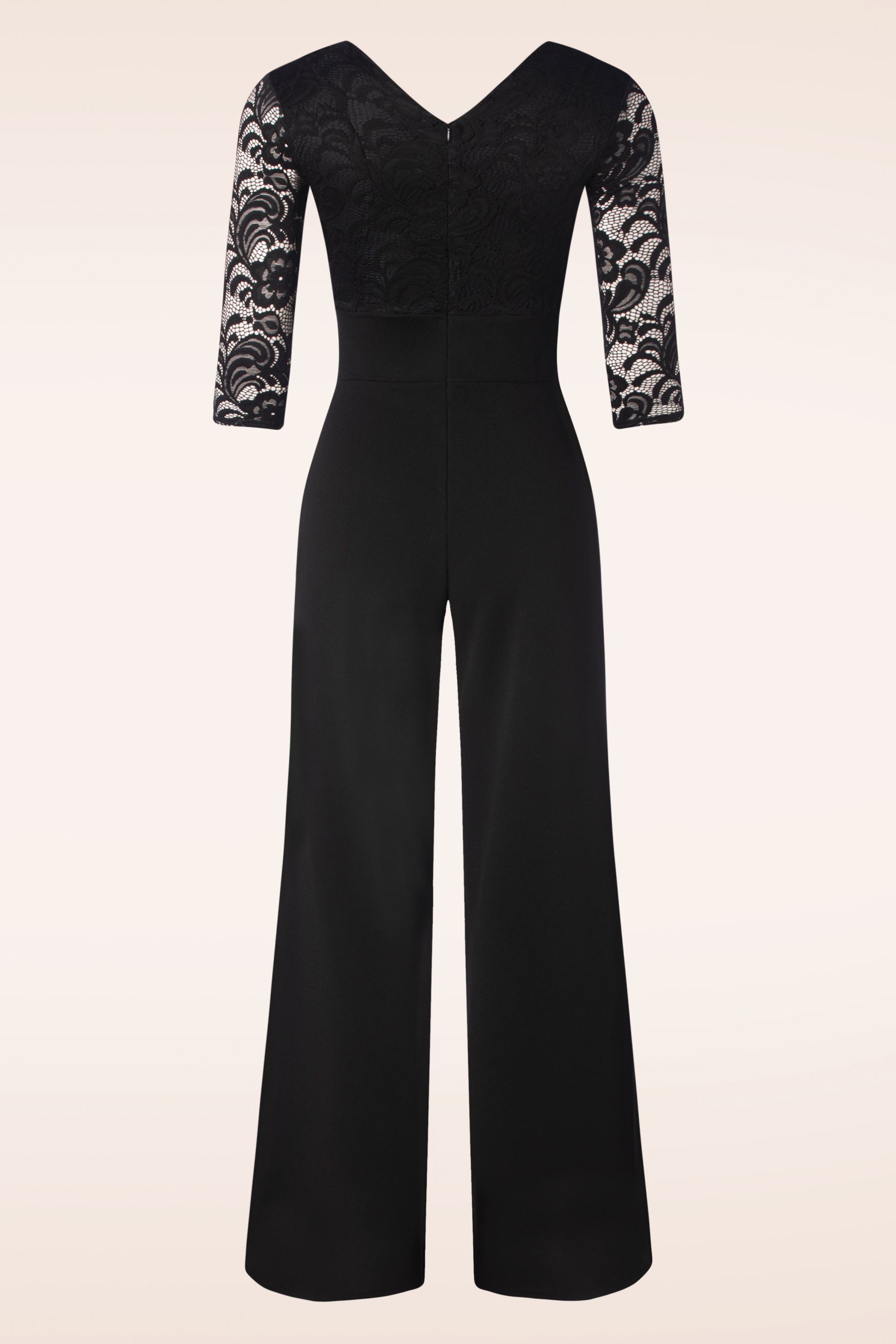 Vintage Chic for Topvintage - Maribelle kanten jumpsuit in zwart 3