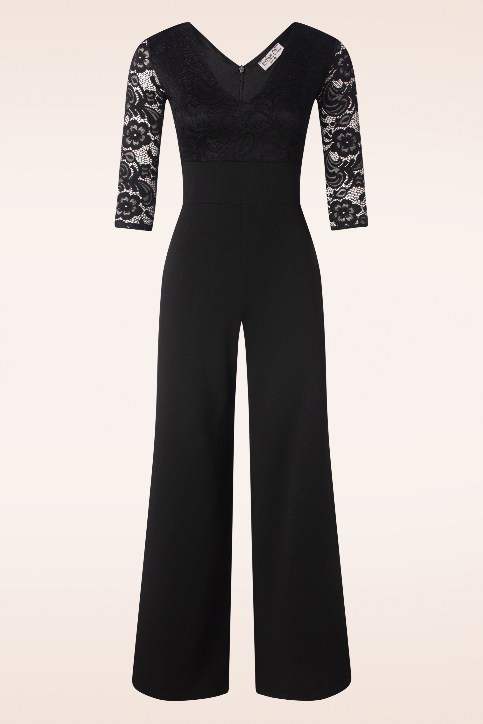 Vintage Chic for Topvintage - Maribelle kanten jumpsuit in zwart 2