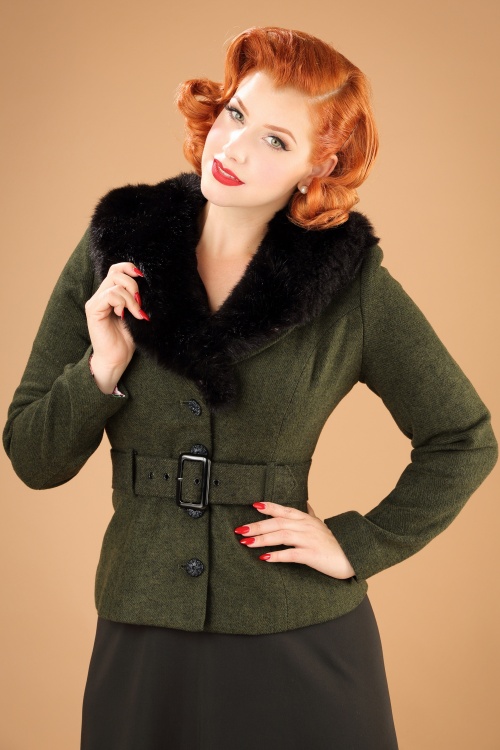 40s Molly Jacket in Olive Green