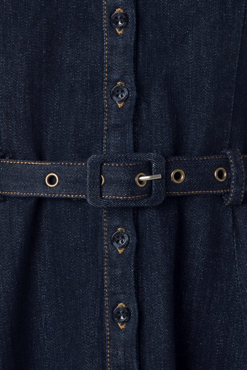 Collectif Clothing - Robe corolle Caterina en jean bleu 3