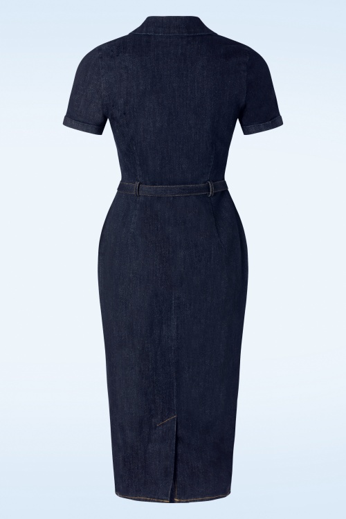 Collectif Clothing - Caterina Denim Pencil Dress in Blue 4