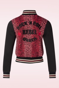 Queen Kerosin - Leo Rock 'n Roll college sweat jacket in rood en zwart 2