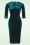 Vintage Chic for Topvintage - Emerald Velvet pencil jurk in groen