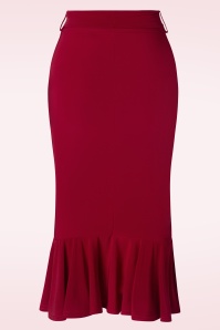 Vintage Chic for Topvintage - Naomi Ruffle pencil rok in rood 2