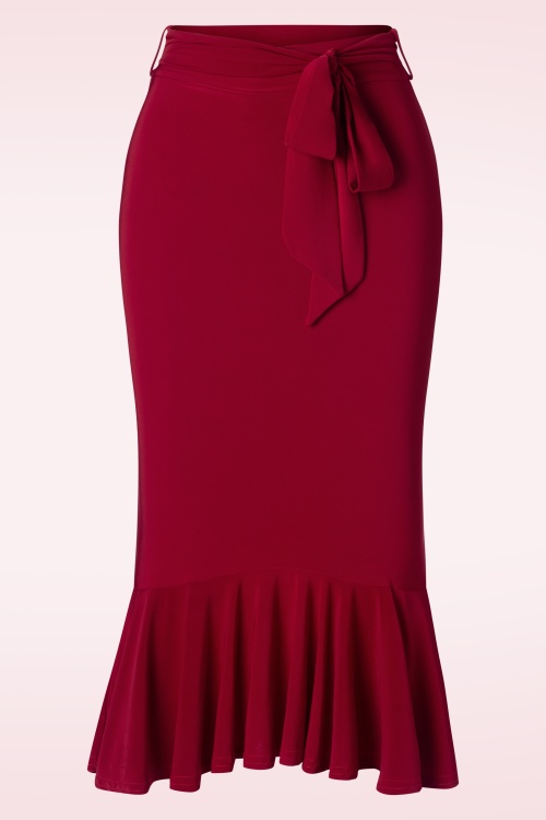 Vintage Chic for Topvintage - Naomi Ruffle Pencil Skirt in Red