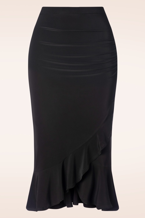 Vintage Chic for Topvintage - Gianna Ruffle Pencil Skirt in Black