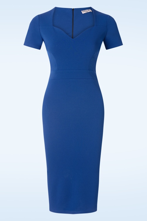 Vintage Chic for Topvintage - Rachel pencil jurk in aqua blauw