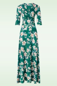 Vintage Chic for Topvintage - Robe longue fleurie Valentina en vert