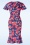 Vintage Chic for Topvintage - Katie Floral pencil jurk in marineblauw en rood