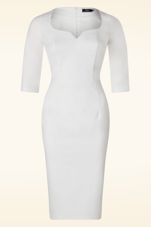 Vintage Diva  - The Patrizia Pencil Dress in White 6