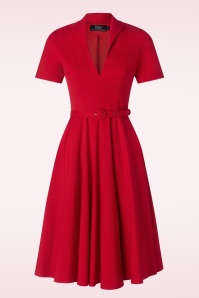Vintage Diva  - Robe corolle Laura Lee en rouge 3