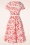 Vintage Diva  - Greta Swing Kleid in Weiß mit rotem Rosenmuster 4